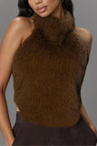 High-Neck Faux Fur Tank Top