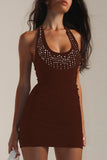 Studded Halter Night Out Dress