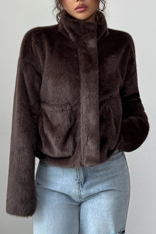 Chic Faux Fur Open Front Coat