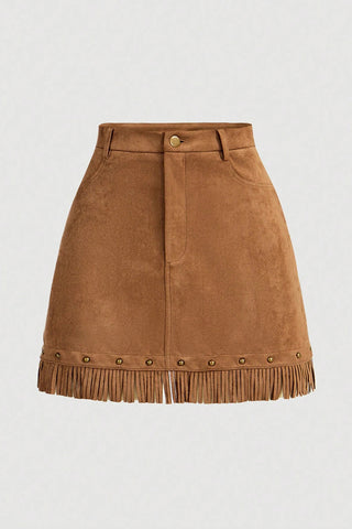 Fringe Hem Mini Skirt