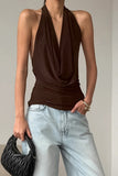 Draped Halter Neck Tank Top