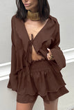 Ruffled Top and Skirt Set