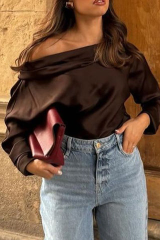 Off-Shoulder Long Sleeve T-Shirt