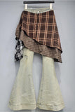 Patchwork Flare Jeans with Layered Skirt