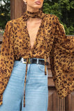 Leopard Print Long Sleeve Blouse