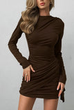 Ruched Long-Sleeve Bodycon Dress