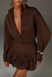 Pinstripe Wrap Shirt Dress