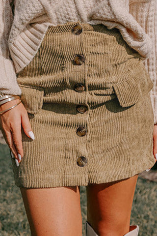 Button-Front Mini Skirt