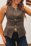 Button-Front Sleeveless Tank Top