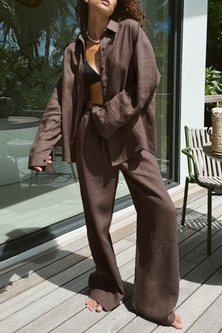 Classic Button-Front Shirt and Pant Set