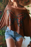 Butterfly Embellished Off-Shoulder Top