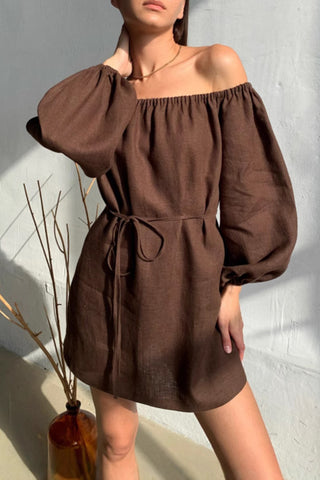 Off-Shoulder Balloon Sleeve Dress