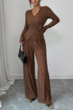 Elegant Wrap-Front Pants Set