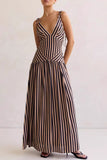 Striped Maxi Dress with Tie Straps