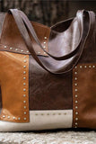Studded Patchwork Tote Bag
