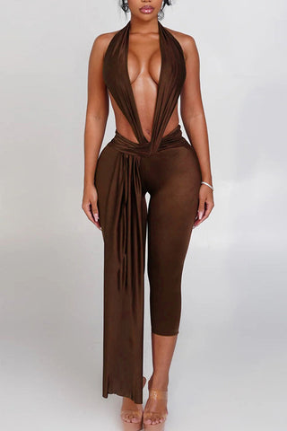 Elegant Tie-Front Halter Jumpsuit