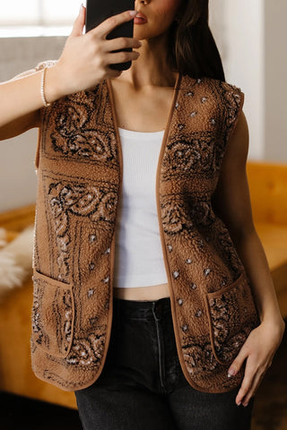 Sherpa Paisley Print Vest
