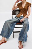 Button-Front Peplum Tank Top