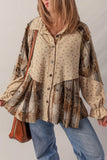 Boho Patchwork Ruffled Sleeve Shacket