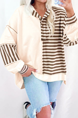 Striped Patchwork Oversized Hoodie