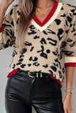 V-Neck Leopard Print Sweater