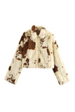 Chic Faux Fur Print Jacket
