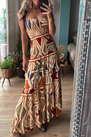 Strapless Geometric Vacation Dress