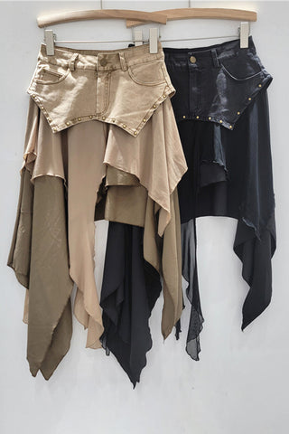 Asymmetrical High-Low Midi Skirt
