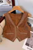Stylish Patterned Vest with Button Detail