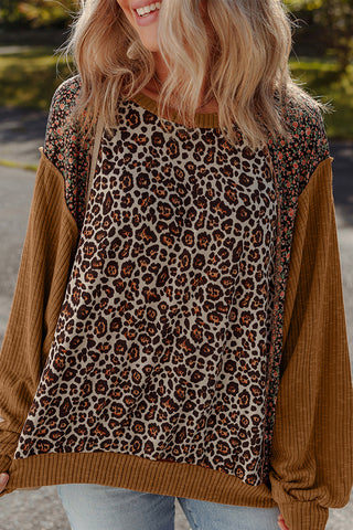 Mixed Print Long-Sleeve Pullover