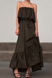 Strapless Ruffle Casual Dress