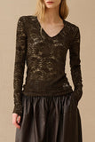 Lace V-Neck Long Sleeve Top