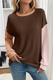 Casual Long Sleeve Colorblock T-Shirt