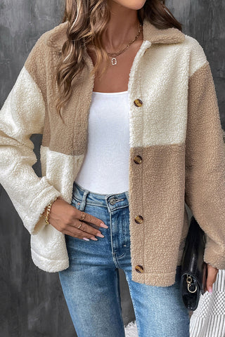 Cozy Patchwork Buttoned Jacket
