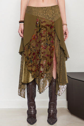 Layered Floral Midi Skirt