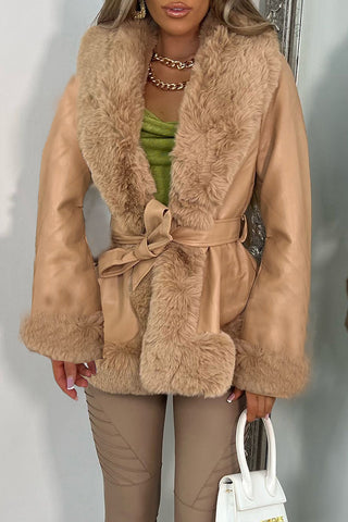 Fur-Trimmed Belted Jacket