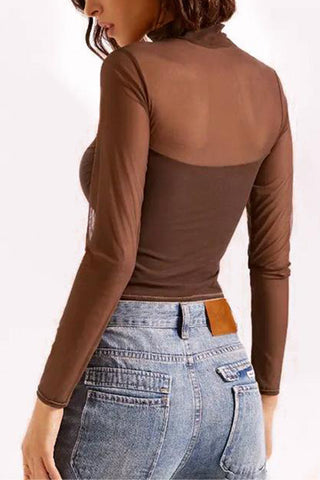 Sheer Panel Long-Sleeve T-Shirt