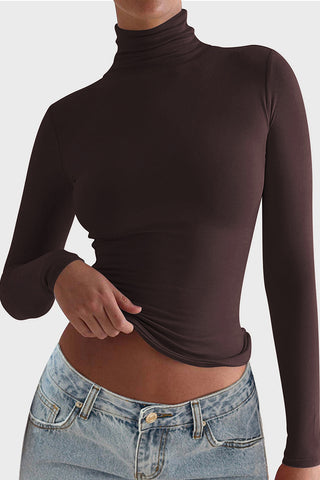 Fitted Turtleneck Long-Sleeve Top