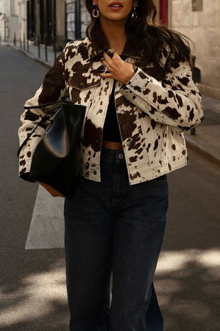 Chic Button-Front Printed Jacket