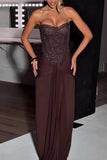 Strapless Sequin Evening Dress