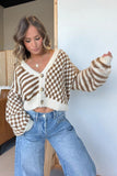 Trendy Button-Front Checkered Cardigan