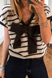 Striped Sweater with Bow Detail