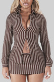 Striped Button-Front Skirt Set