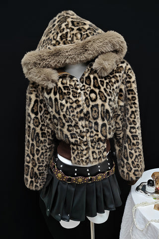 Leopard Print Faux Fur Jacket