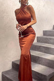Halter Maxi Dress with Crossed Neckline