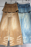 Pleated Waist Wide Leg Denim Pants