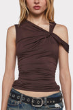 Twist Shoulder Ruched Tank Top