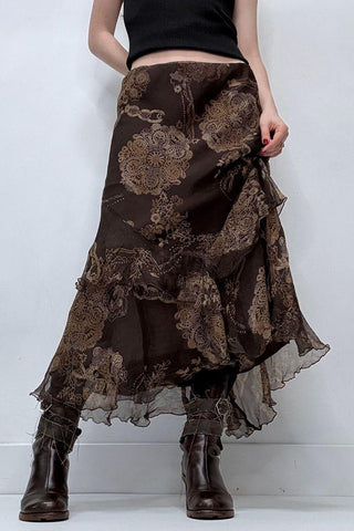 Floral Print Layered Skirt