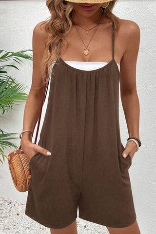 Casual Sleeveless Romper with Pockets