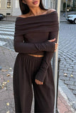Off-Shoulder Wide-Leg Pants Set